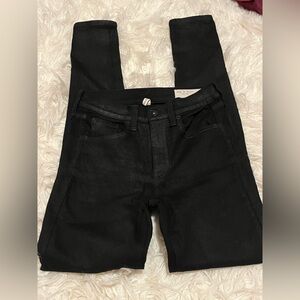Rag & Bone Shiny Black High Rise Skinny Jeans Size 25